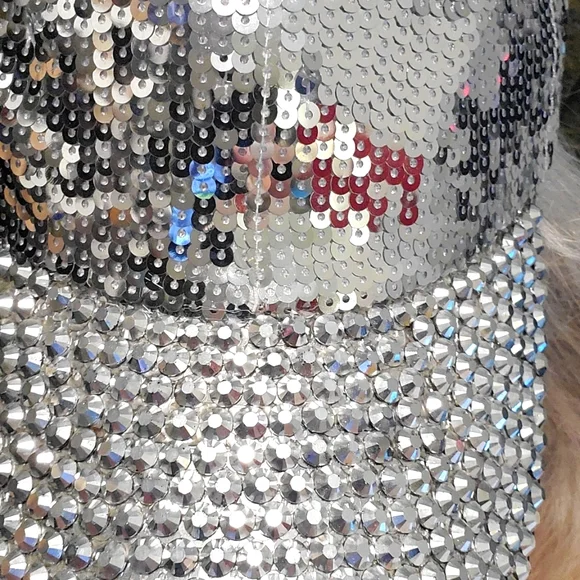Rhinestone sequins Silver color baseball cap Standard in Very good condition - Picture 10 of 13